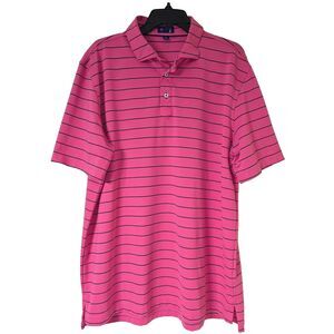 Stitch Golf Polo Shirt Men's Size XL Pink Striped Stretch Performance